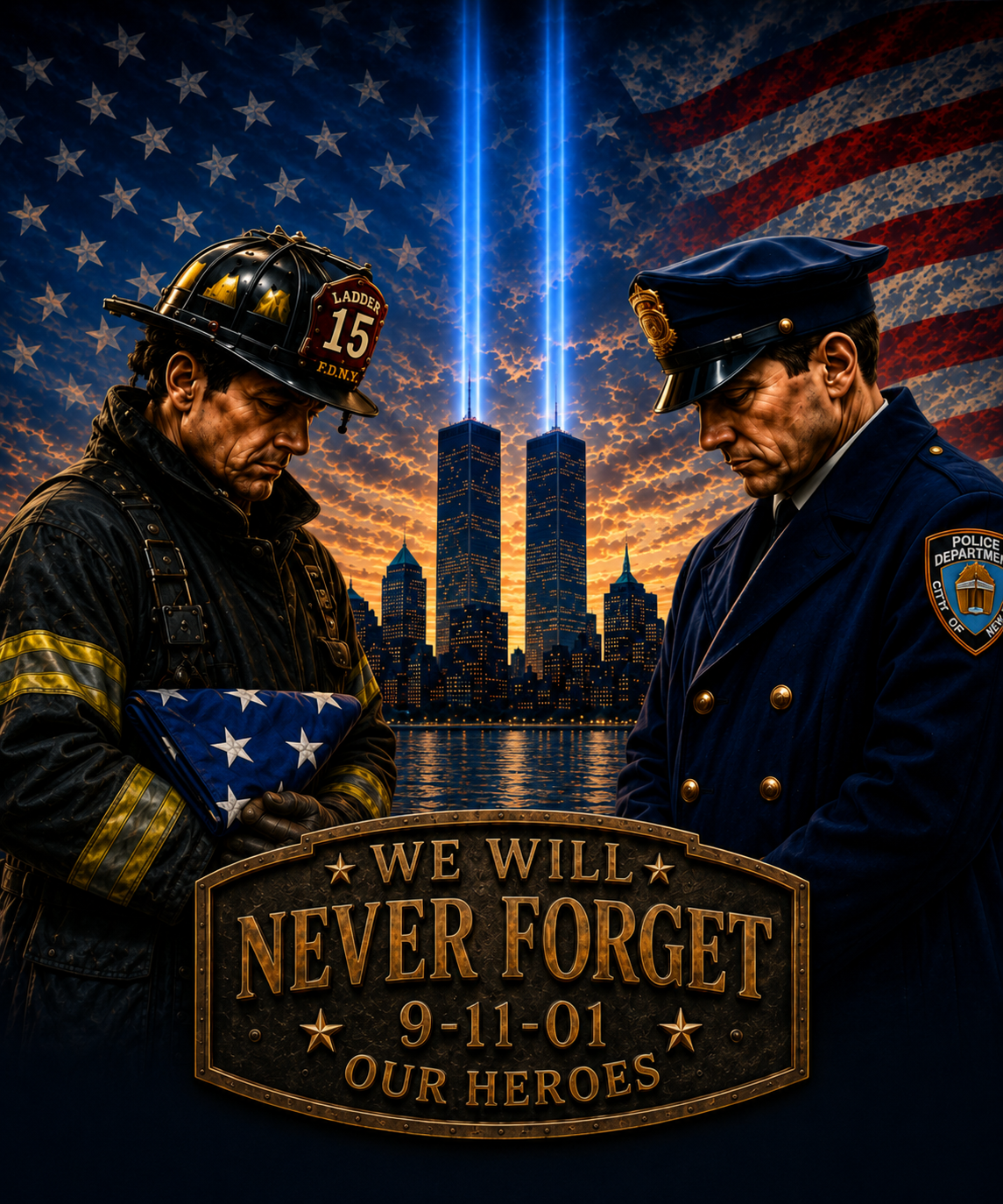 25th Anniversary of 9/11 - We Will Never Forget T-SHIRT