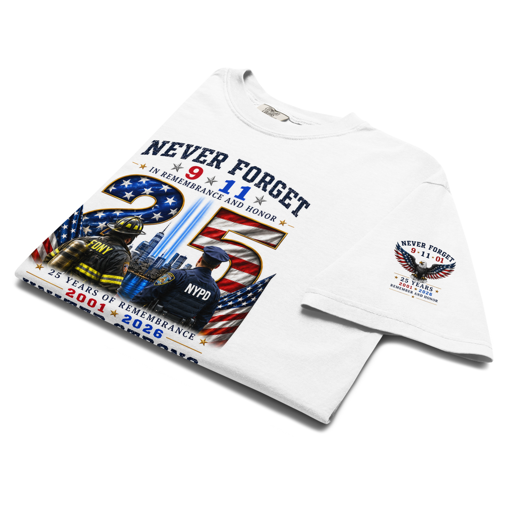 25th Anniversary of 9/11  Memorial and Remembrance TShirt